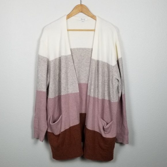 Madewell Ryder Neopolitan Stripe Merino Wool/Alpaca Blend Cardigan Sweater Sz XL - Picture 13 of 16